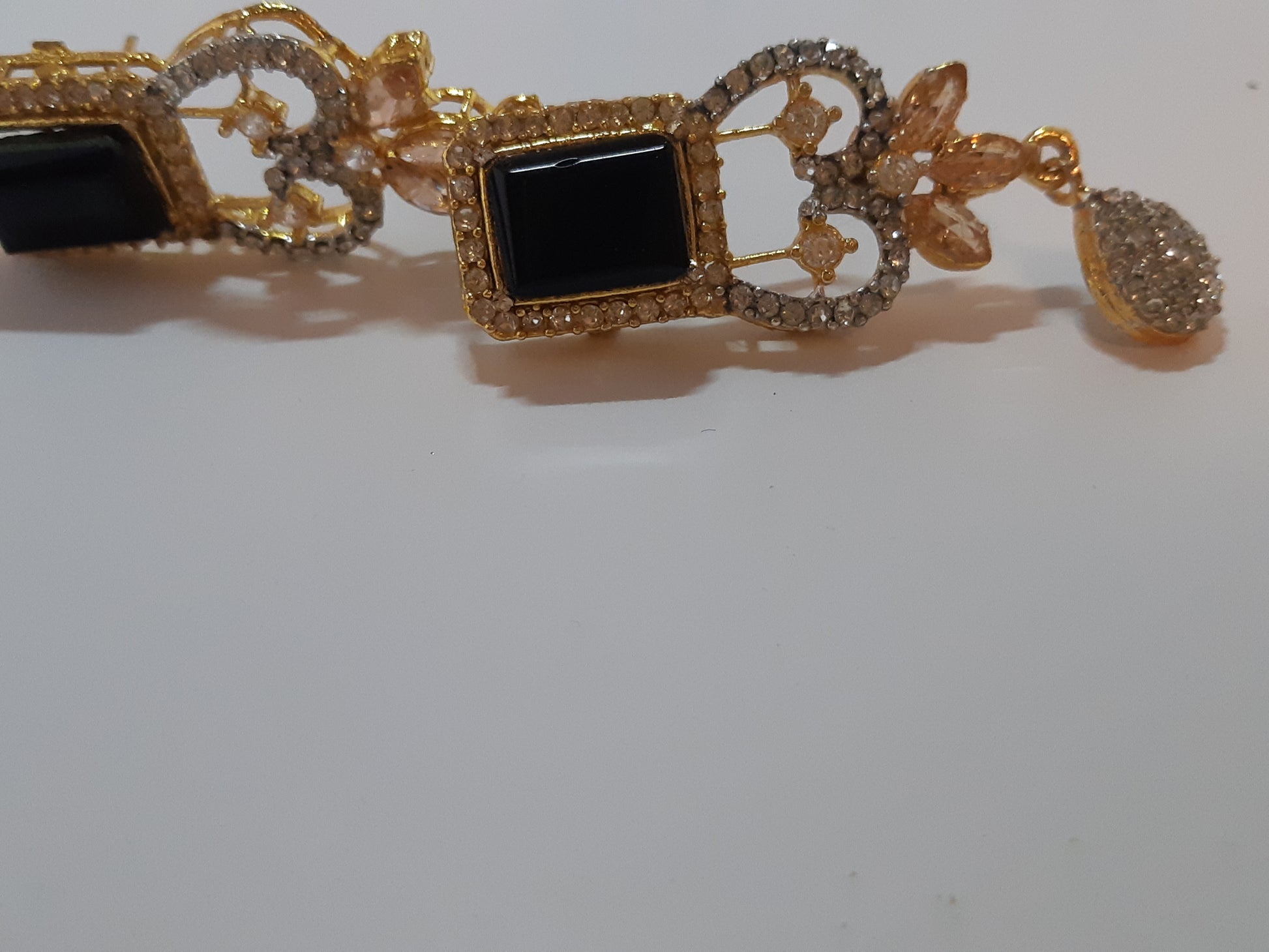 Red Bold Big sized Earrings with golden base - NATASHAHS