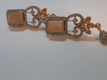 Red Bold Big sized Earrings with golden base - NATASHAHS