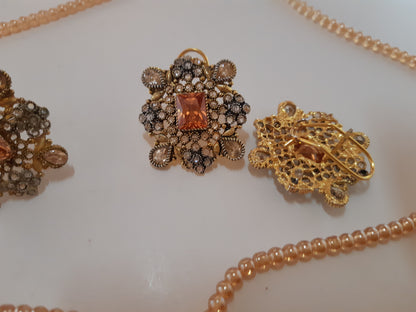 CHAMPAGNE FLOWER SHAPED GOLDEN BASE PENDANT SET - NATASHAHS