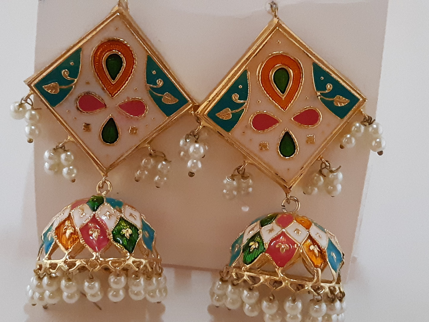 Light multi colors meena earrings - NATASHAHS