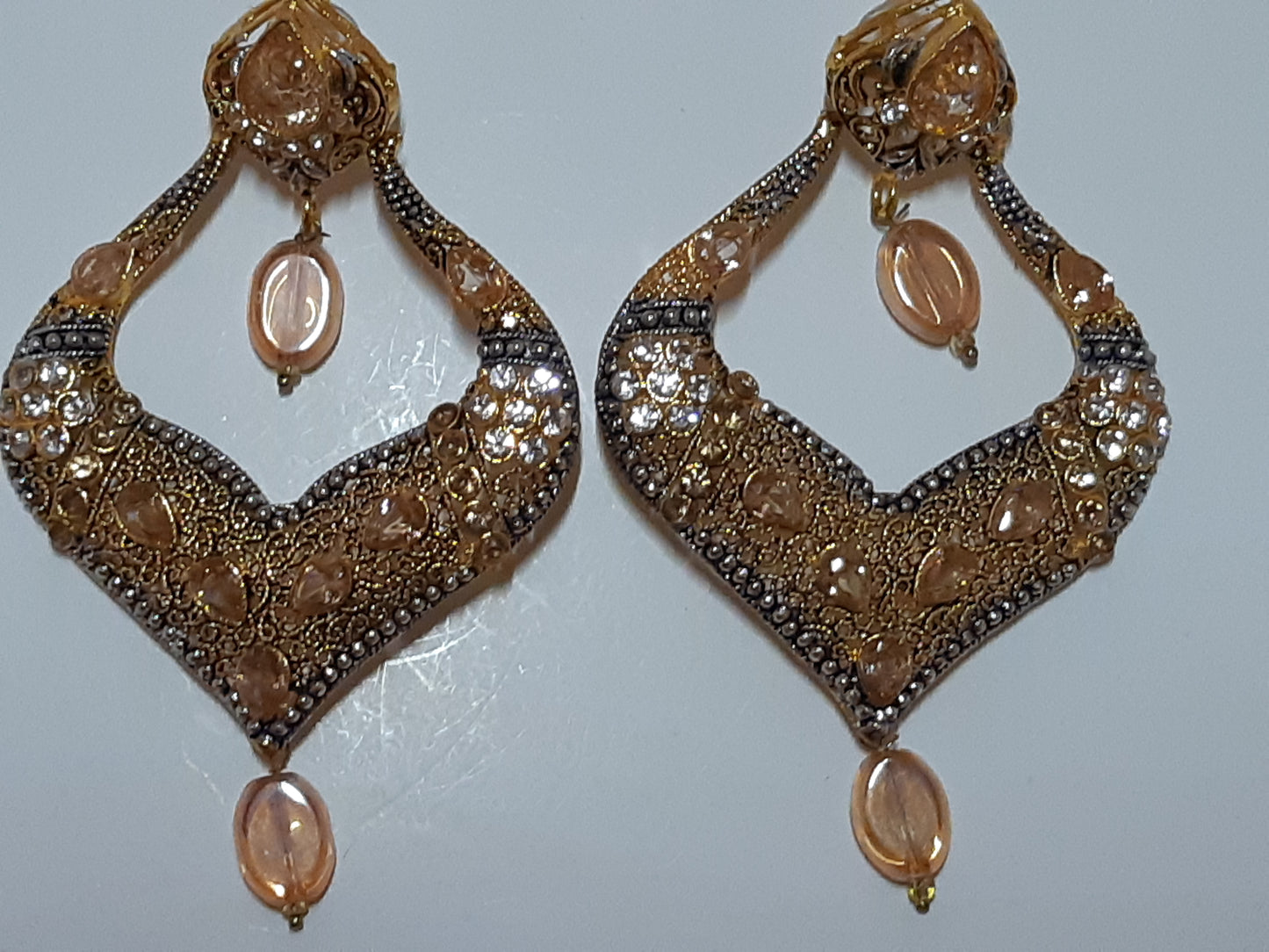 Golden stones Spade Style Earrings with Gold-plated Base - NATASHAHS