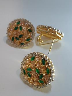 GREEN BOLD STYLE FULL MOON EARRINGS - NATASHAHS