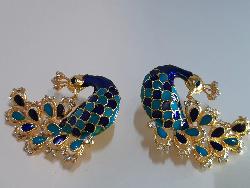 Multi-color Peacock Earrings & Ring set - NATASHAHS