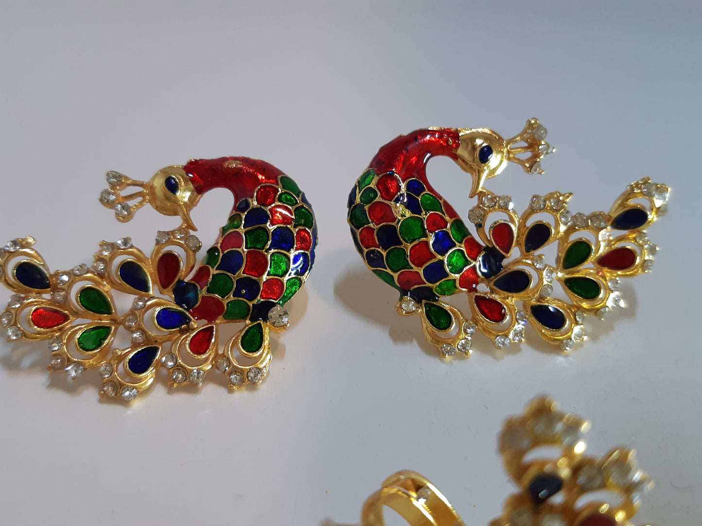 Green & Red Peacock Earrings - NATASHAHS
