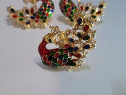 Multi-color Peacock Earrings & Ring set - NATASHAHS