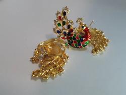 Multi-color Peacock Earrings & Ring set - NATASHAHS