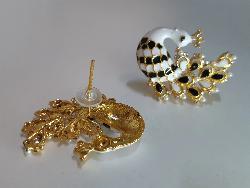 White & Black Peacock Earrings - NATASHAHS