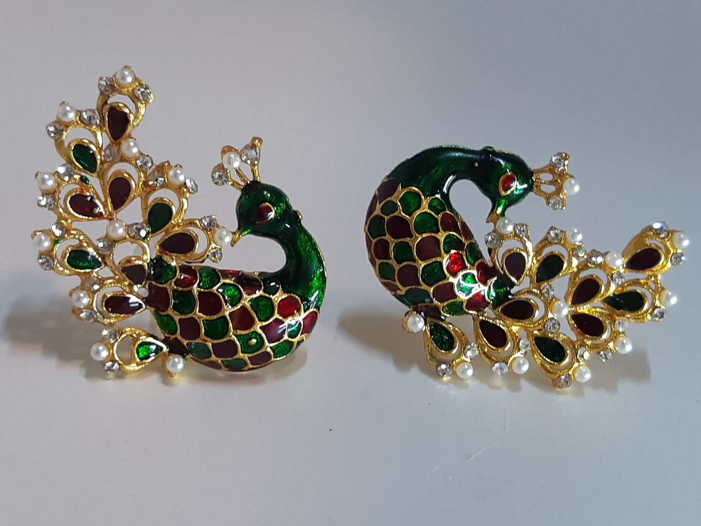 Dark Green Peacock Earrings - NATASHAHS