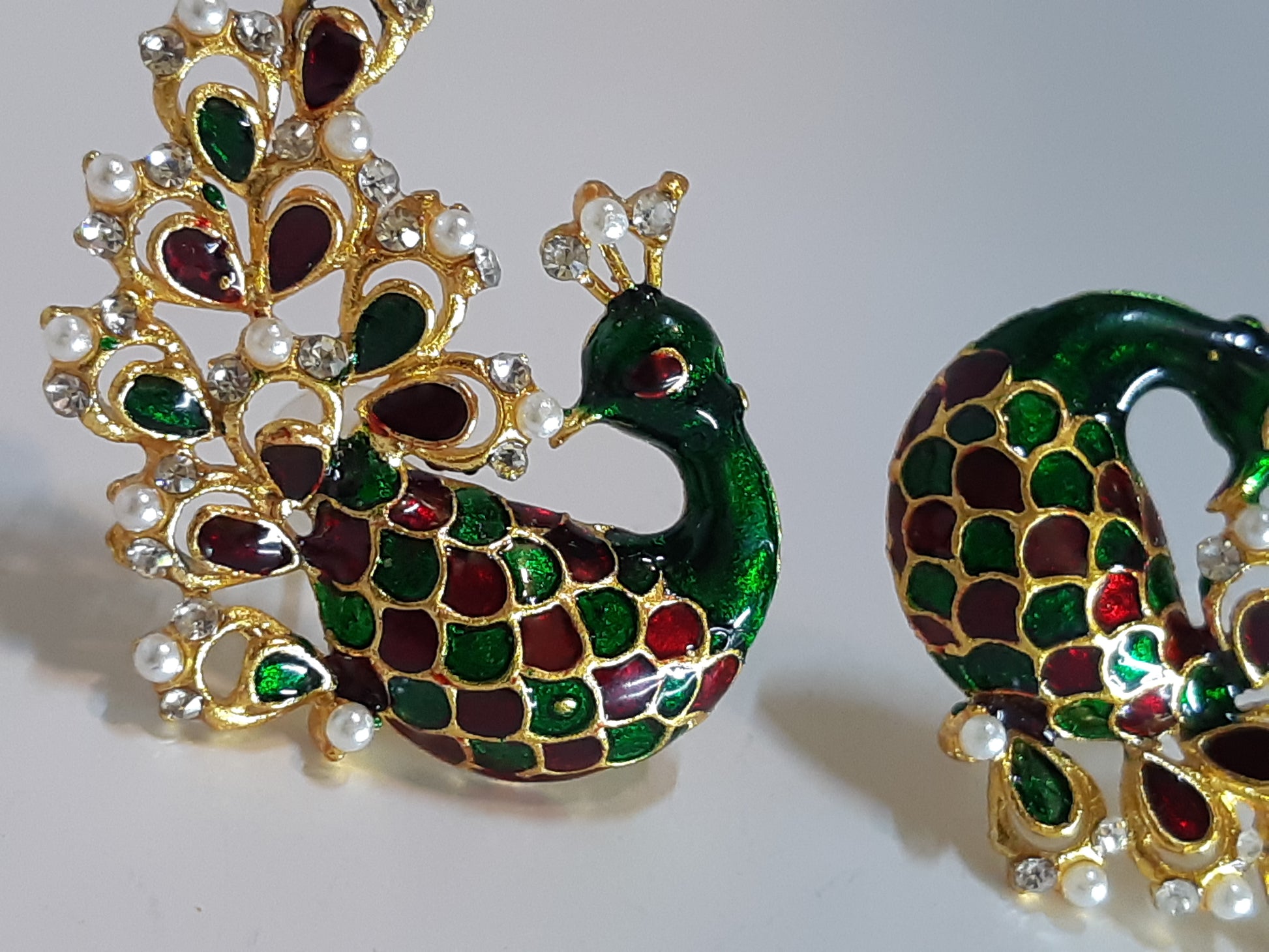 White & Black Peacock Earrings - NATASHAHS