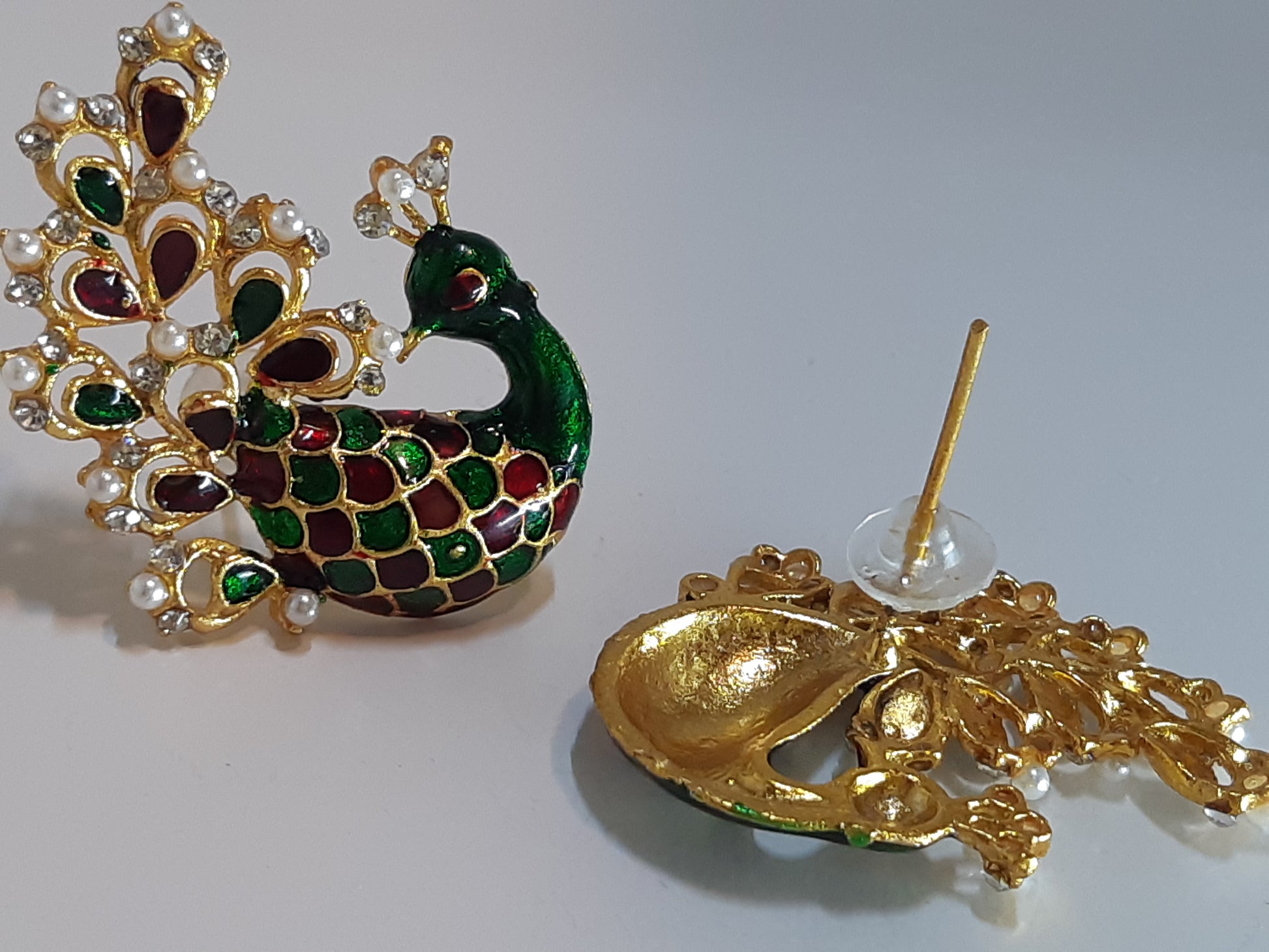 White & Blue Peacock Earrings - NATASHAHS