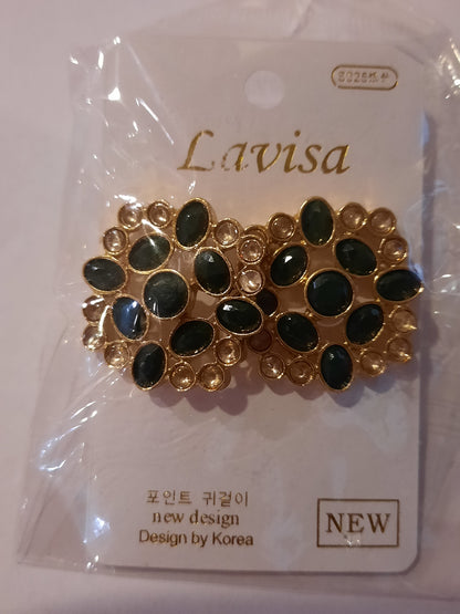 Chrysanthemum flower & Square Earrings of 1.25 inch - NATASHAHS