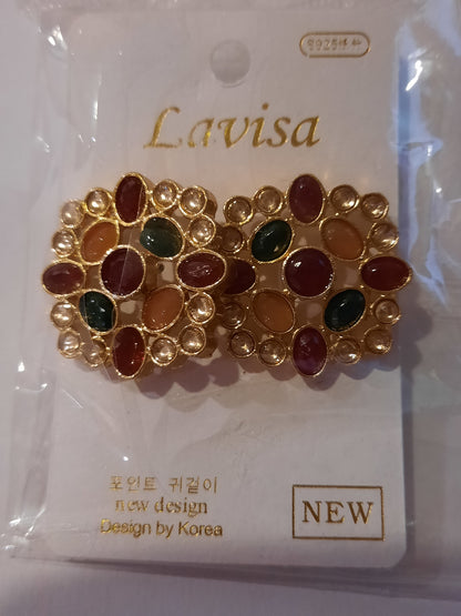 Chrysanthemum flower & Square Earrings of 1.25 inch - NATASHAHS