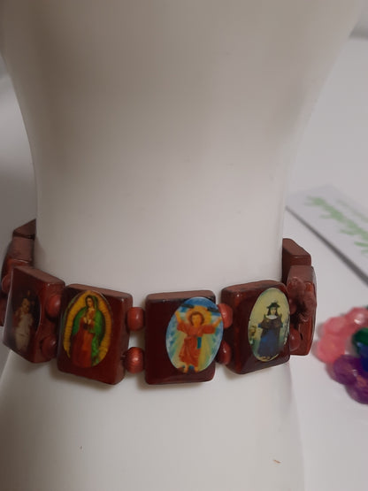 Christianity religious wooden Bracelet with religious pictures hand made barcelet - NATASHAHS