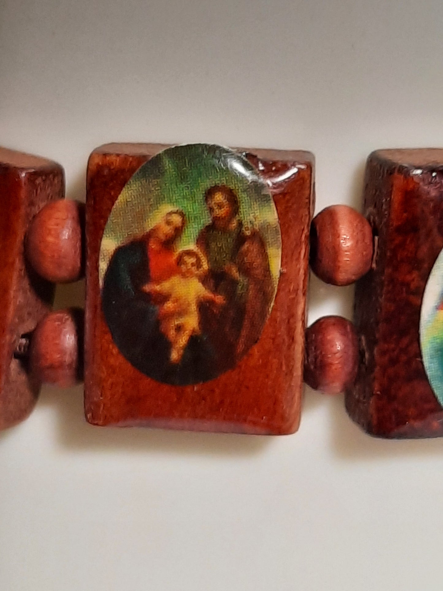 Christianity religious wooden Bracelet with religious pictures hand made barcelet - NATASHAHS