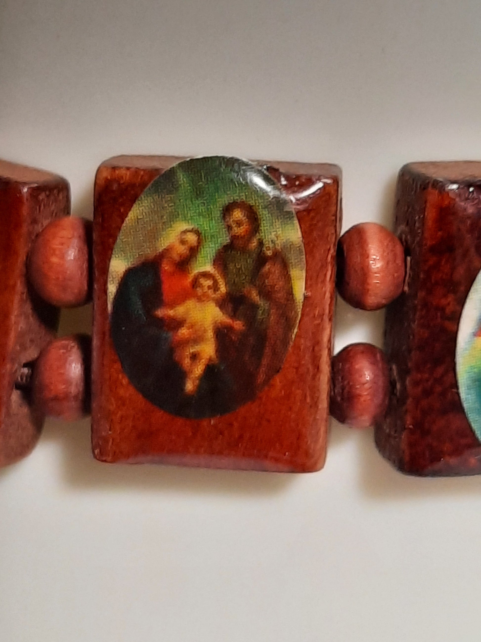 Christianity religious wooden Bracelet with religious pictures hand made barcelet - NATASHAHS