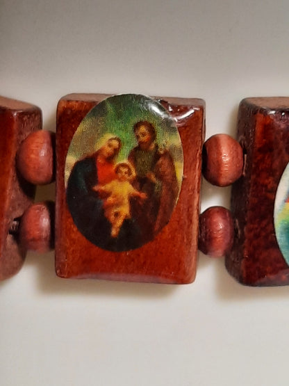 Christianity religious wooden Bracelet with religious pictures hand made barcelet - NATASHAHS