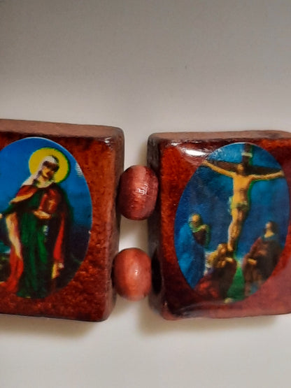 Christianity religious wooden Bracelet with religious pictures hand made barcelet - NATASHAHS