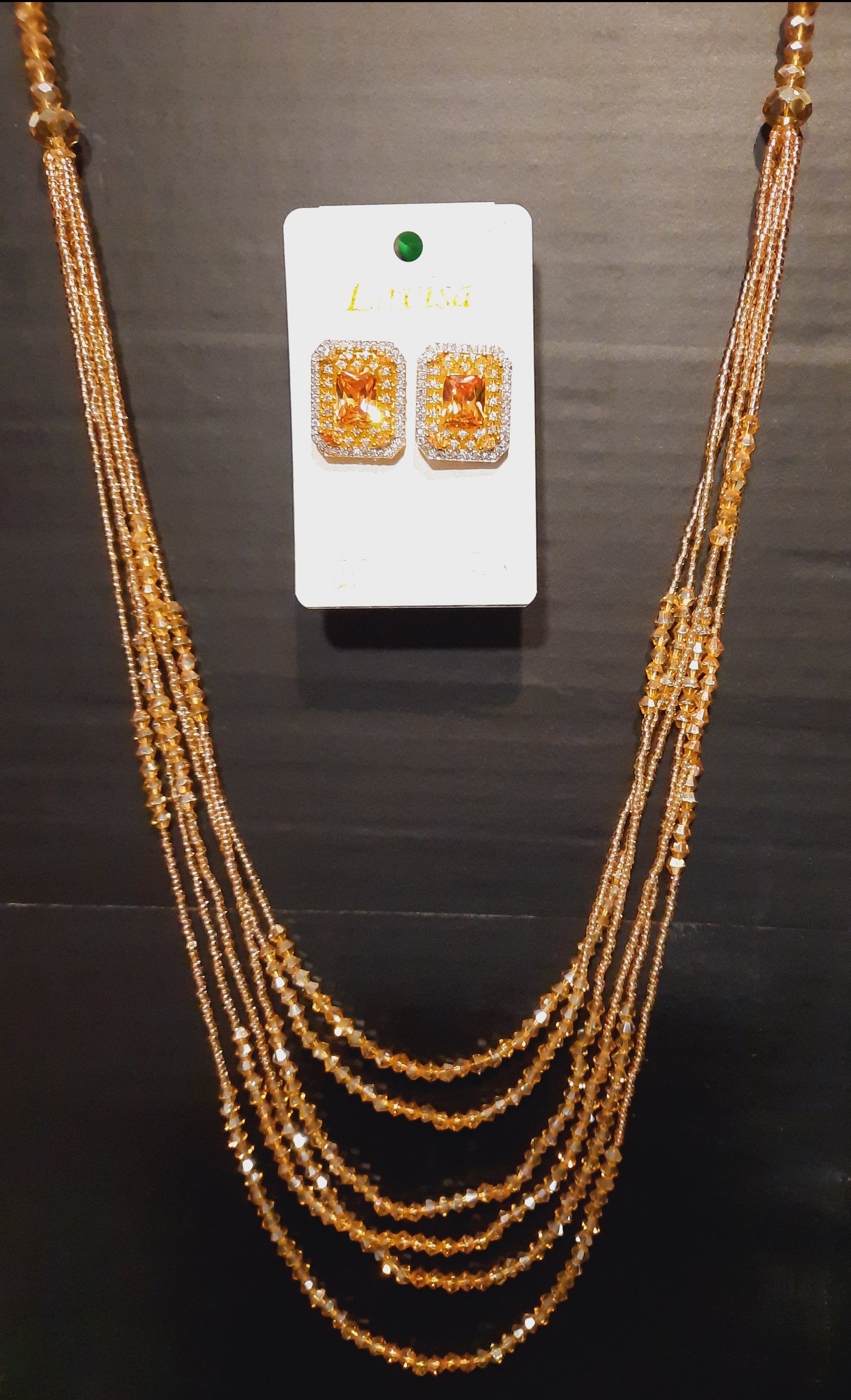 Crystal White stone Gold Plated Elegant Earrings with necklaces - NATASHAHS