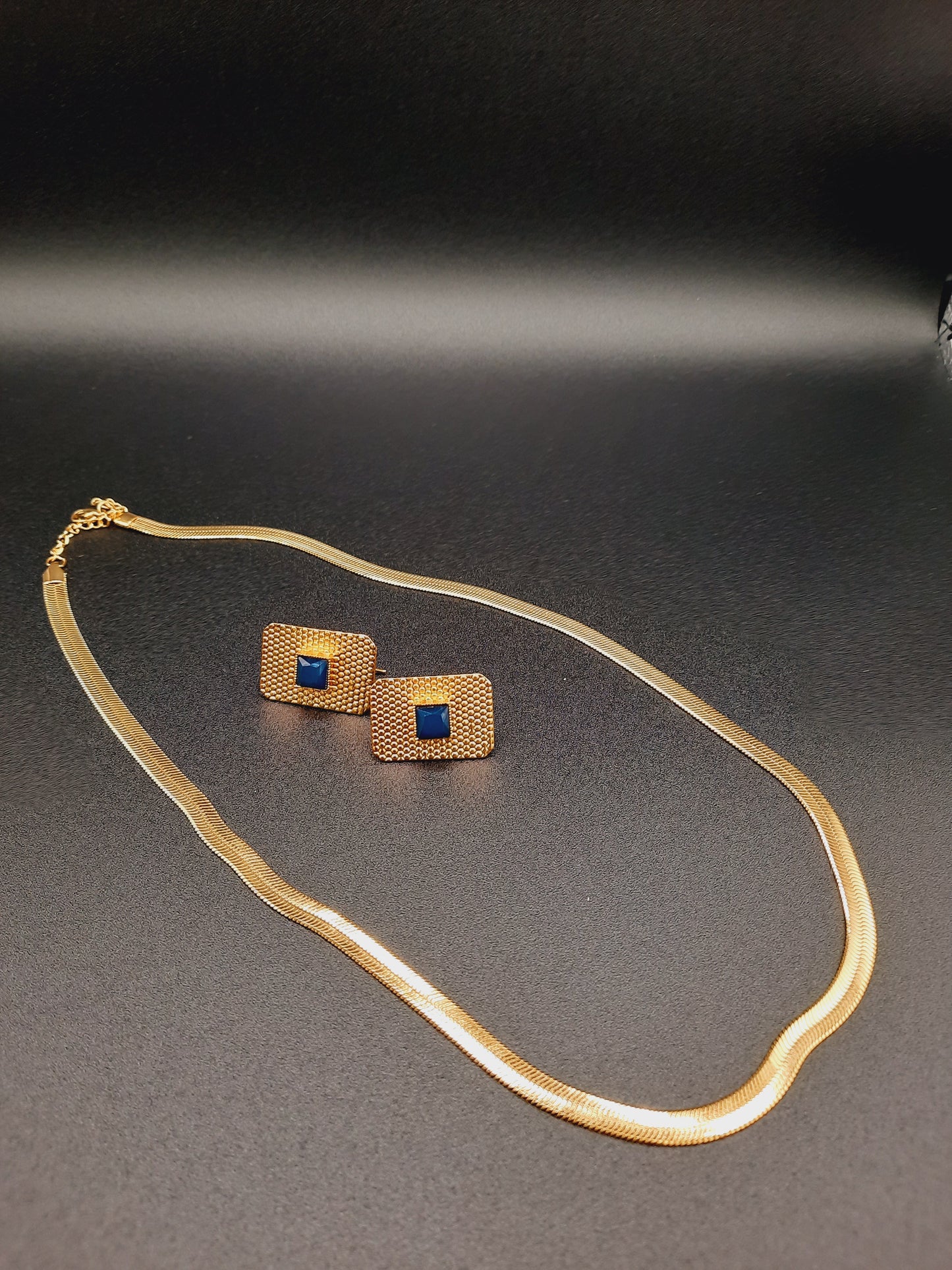 Square flat earrings with waterproof chain necklaces - NATASHAHS