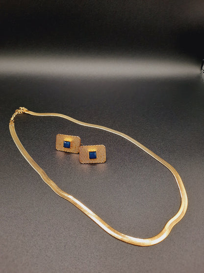 Square flat earrings with waterproof chain necklaces - NATASHAHS