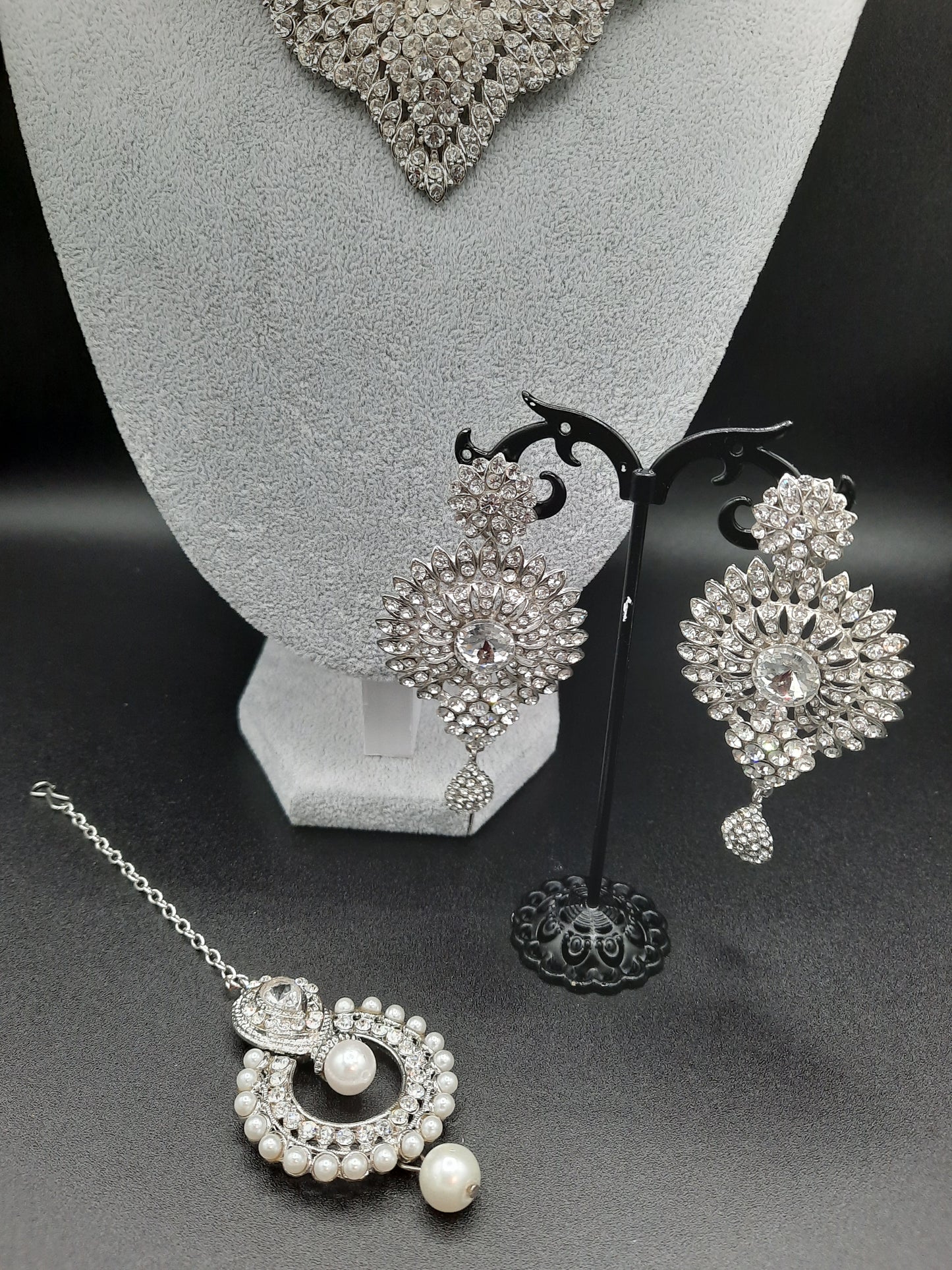 Silver zircon stones bridal jewelry set for wedding party - NATASHAHS