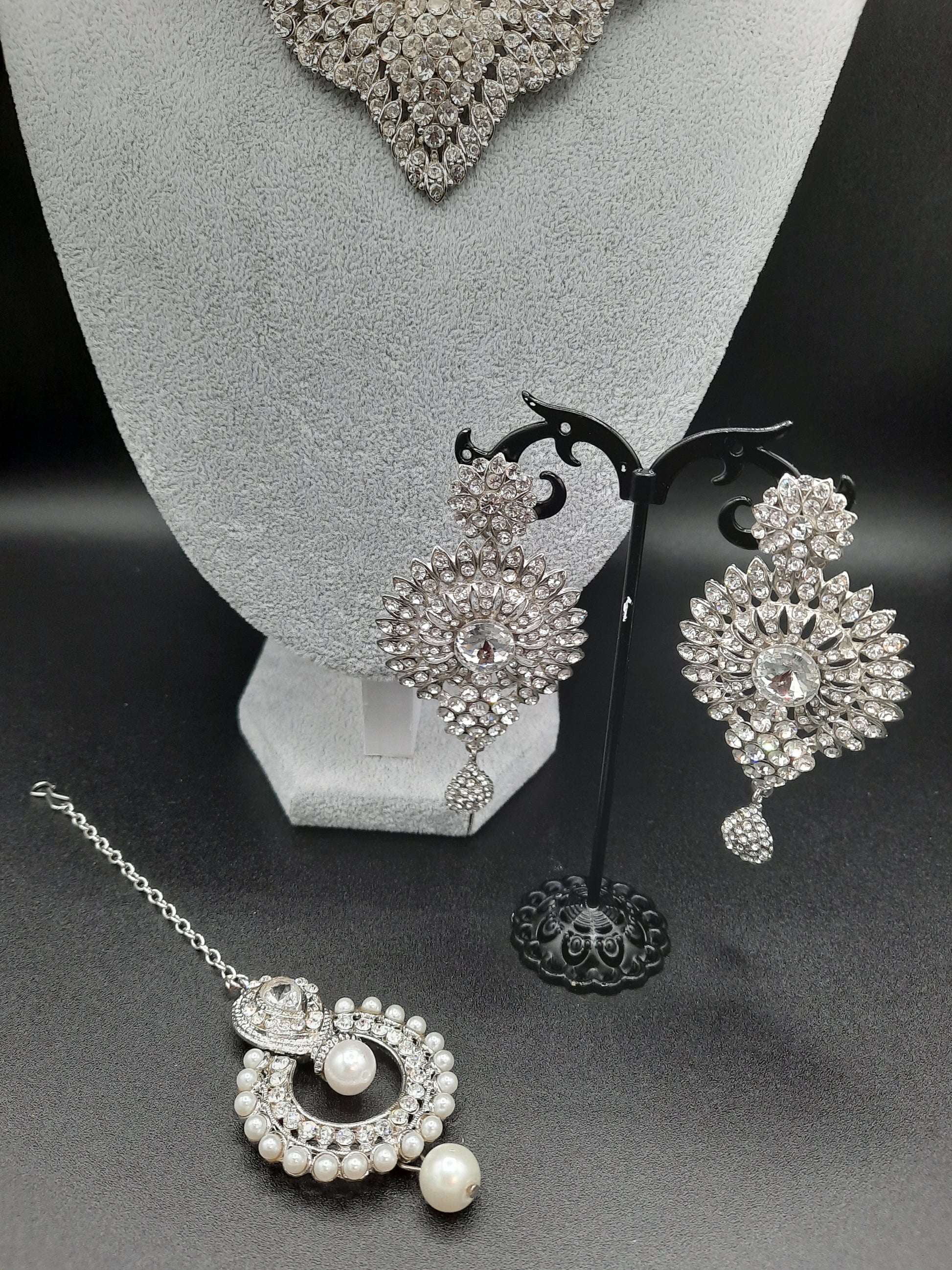 Silver zircon stones bridal jewelry set for wedding party - NATASHAHS