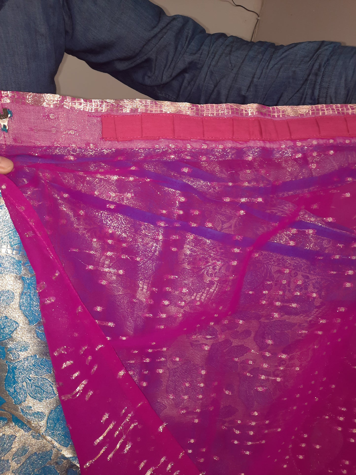 Stitched Banarsi sleeveless indian saree available