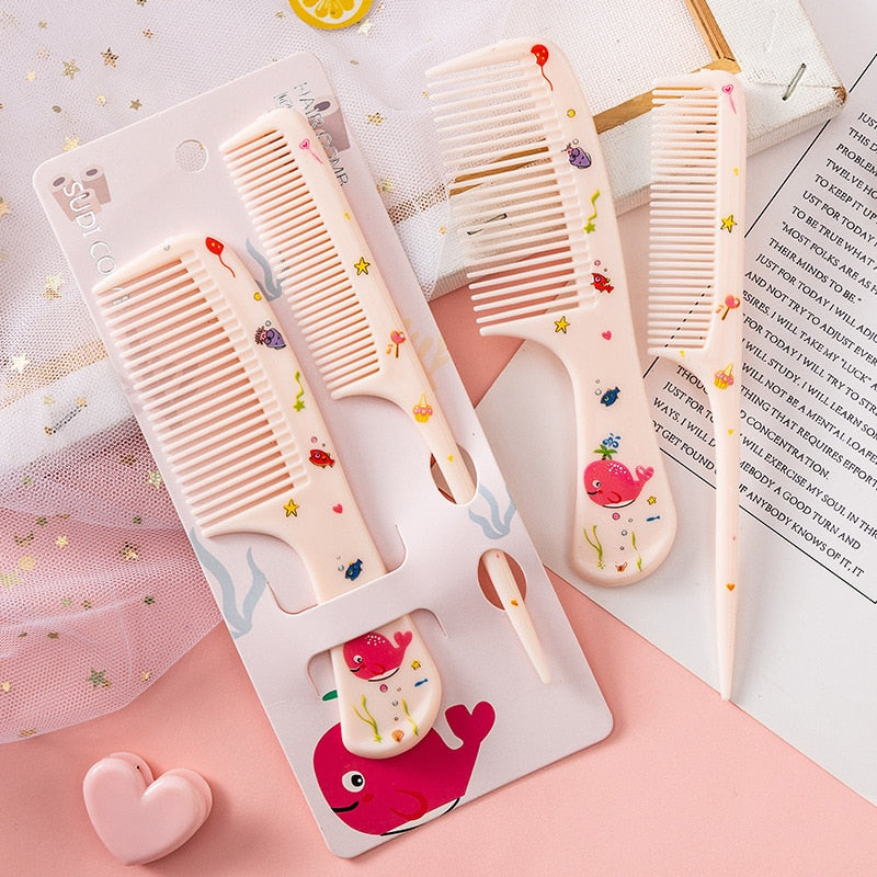 2pcs/set Cute Kids Hairdressing Comb Anti-static Pointed Tail Comb for Girls Strawberry Fruit  Hair Cmb Kids Hair Comb - NATASHAHS