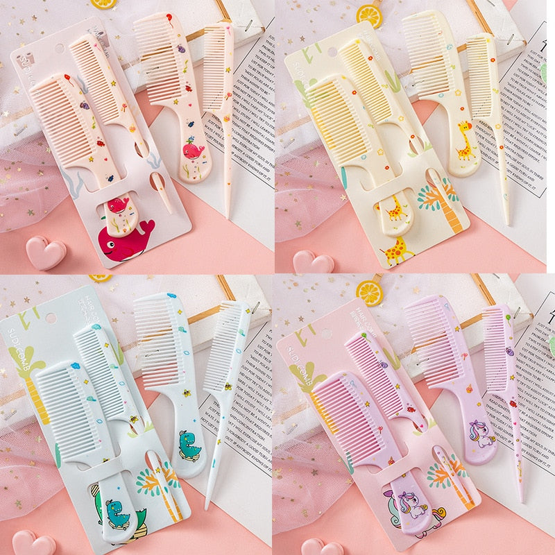 2pcs/set Cute Kids Hairdressing Comb Anti-static Pointed Tail Comb for Girls Strawberry Fruit  Hair Cmb Kids Hair Comb - NATASHAHS
