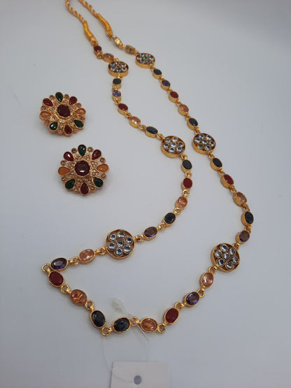 Royal multi stoned elegant long necklace NS-04P12