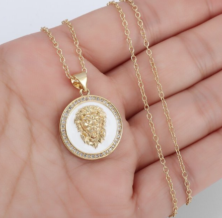 Fashion Personality Animal Lion Head Gold Color Personality Domineering Pendant Necklace for Men Trend Hip Hop Street Jewelry