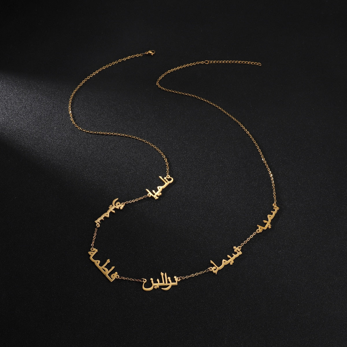 Personalized Multiple 1-6 Arabic Names Letters Necklace Stainless Steel Plated Chain Choker for Women Jewelry Gift