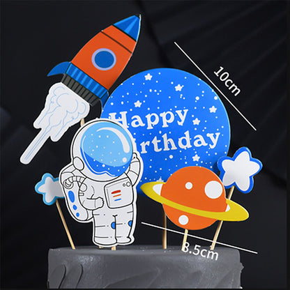 Astronaut Cake Decoration Universe Space Theme Cake Toppers Sprinkles Cakes Baking Ornaments For Kid Boy Birthday Party Supplies - NATASHAHS