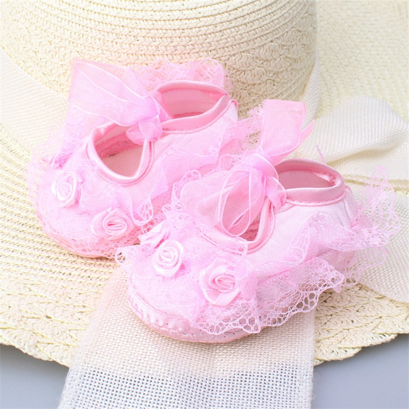 Baby Girl Shoes First Walkers Lace Floral Newborn Baby Shoes Princess Infant Toddler Baby Shoes for Girls Party - NATASHAHS