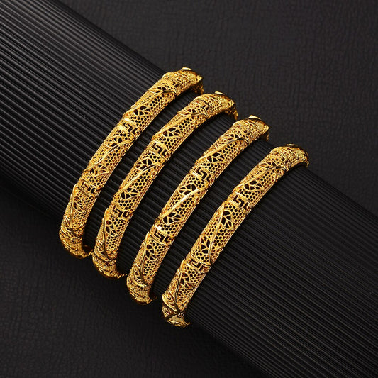 Elegant 60mm Openable Gold Color Bracelet Bangle Vintage Jewelry For Dubai Africa Arab Women Jewelry Party Gift