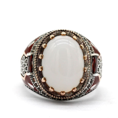 Classic Fashion Rings for Men Silver Color Knight Ring Luxury Domineering White Stone Zircon Inlay Punk Ring Party Jewelry Gift - NATASHAHS