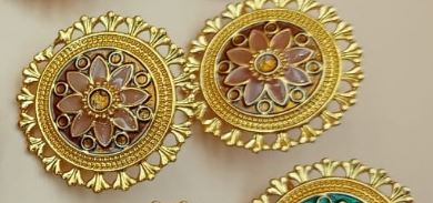 Golden circular shaped with colorful meena - NATASHAHS