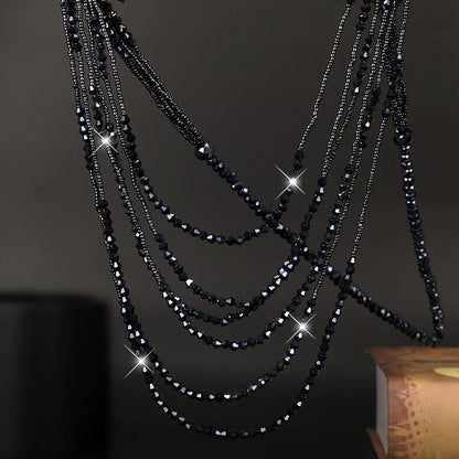 Crystal Beads Long Layers Sweater Chain for Women Graceful Strand Necklaces 2021 Summer New Lady Neck Jewelry Accessories