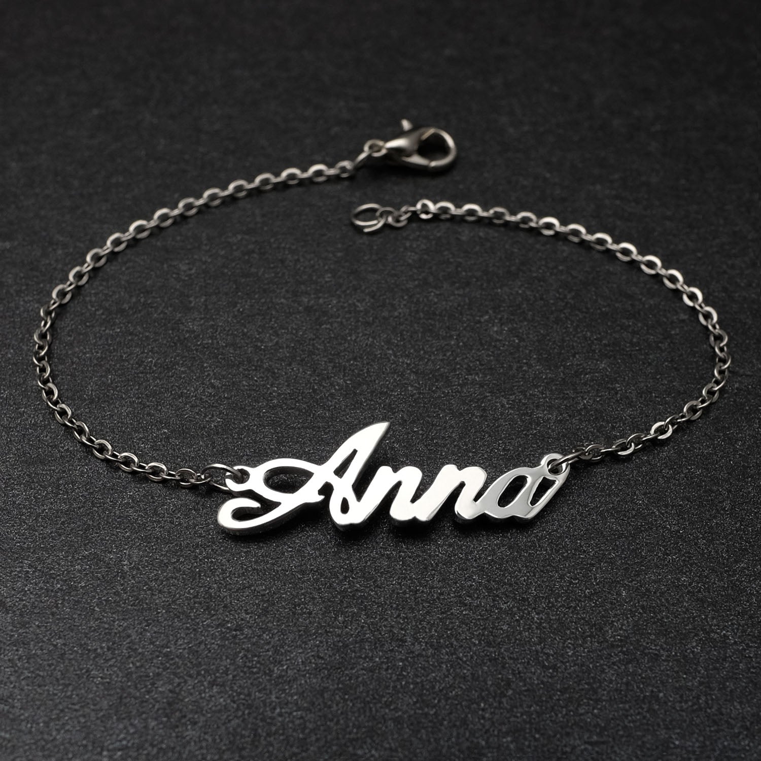 Personalized Custom Name Bracelets For Women Girls Stainless Steel Engraved Handwriting - NATASHAHS