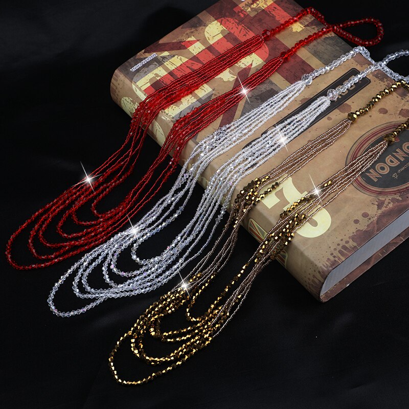Crystal Beads Long Layers Sweater Chain for Women Graceful Strand Necklaces 2021 Summer New Lady Neck Jewelry Accessories