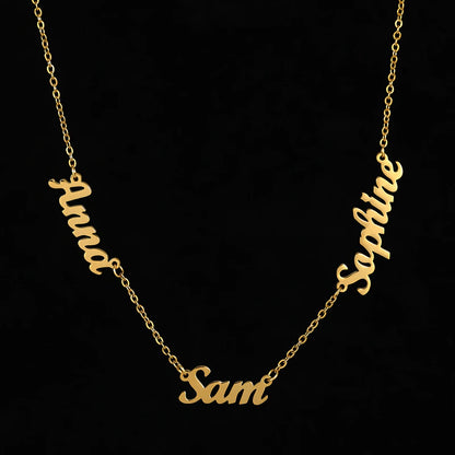 3 Inscriptions Multiple Name Necklace in 18k gold plating - NATASHAHS