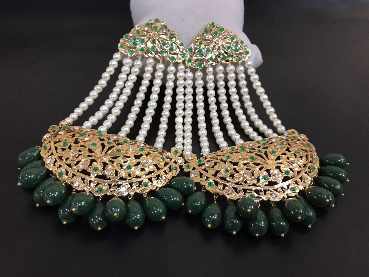 GREEN STONES GOLD-BASED EARRINGS - NATASHAHS