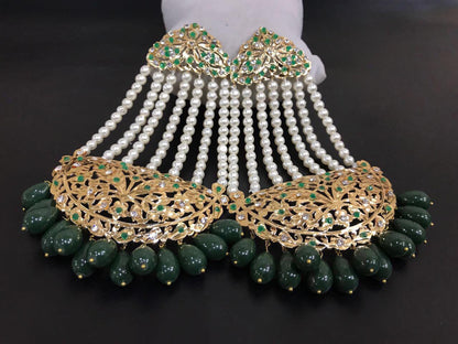 GREEN STONES GOLD-BASED EARRINGS - NATASHAHS