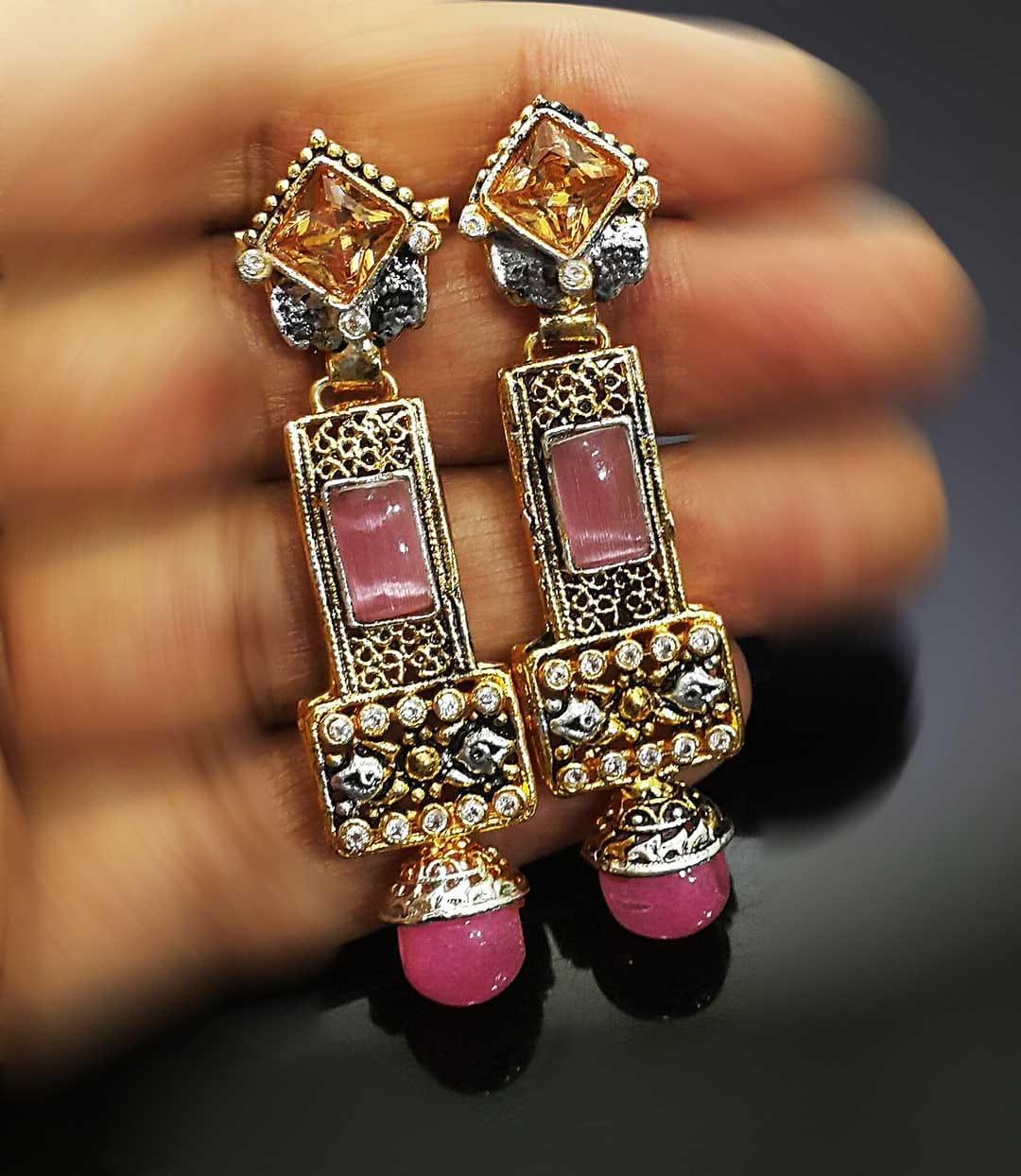 NATASHAHS EARRINGS WITH SILVER & GOLD & ZIRCONS - NATASHAHS