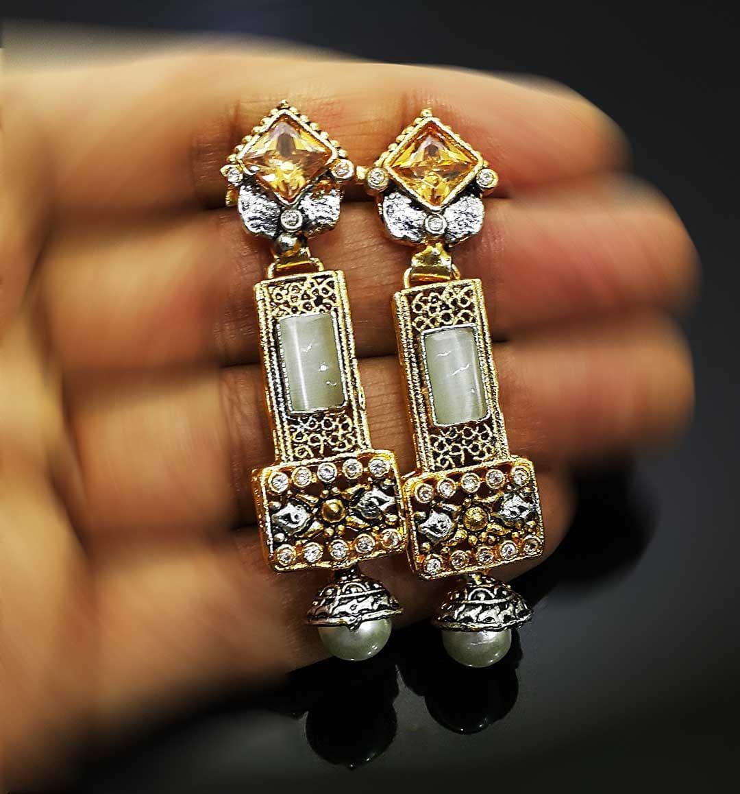 NATASHAHS EARRINGS WITH SILVER & GOLD & ZIRCONS - NATASHAHS