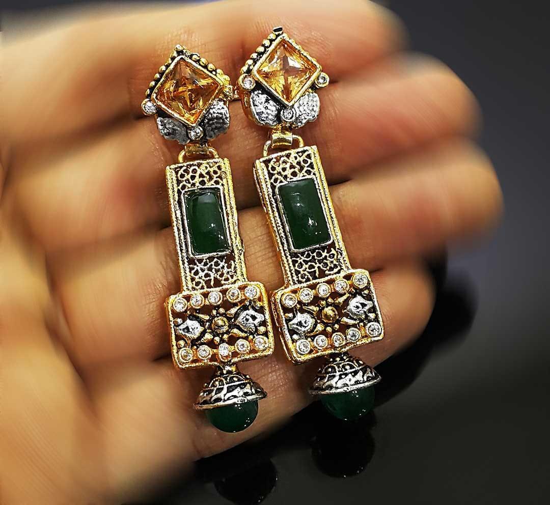 NATASHAHS EARRINGS WITH SILVER & GOLD & ZIRCONS - NATASHAHS