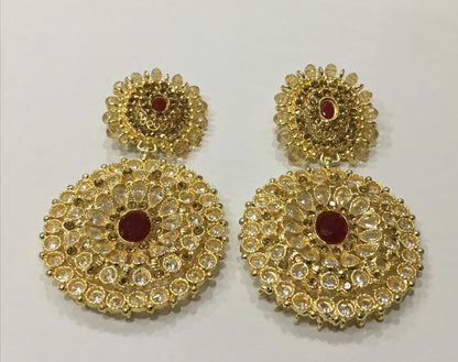 Round Pendulum gold-plated Big Earrings - NATASHAHS