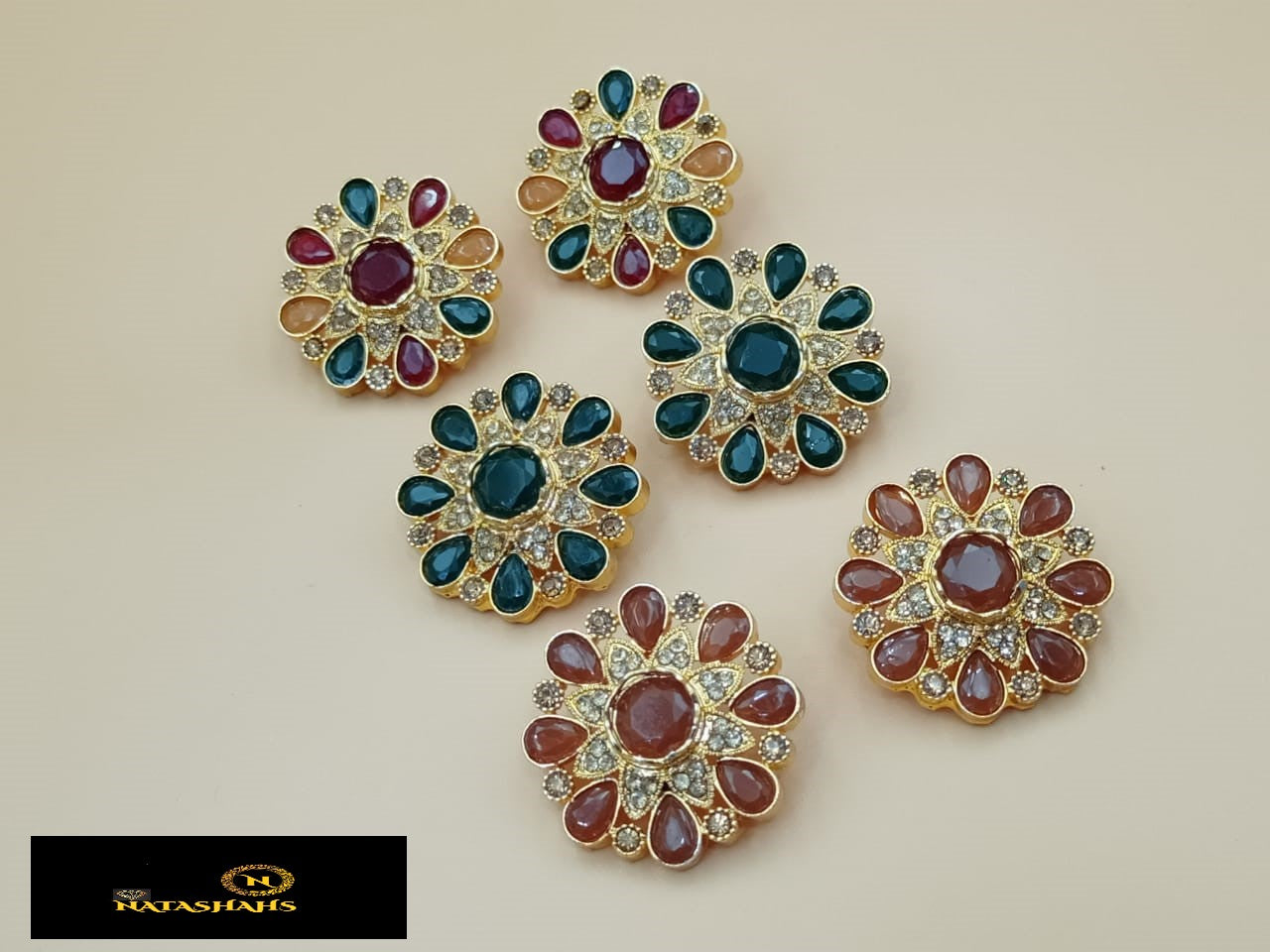 Chrysanthemum flower & Square Earrings of 1.25 inch - NATASHAHS