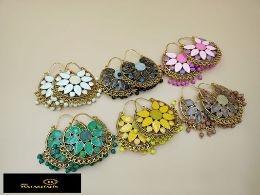 Metallic flower design Earrings - NATASHAHS