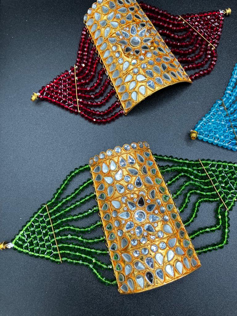 Egyptian style Rectange Gold Plated Bracelets with colored beads